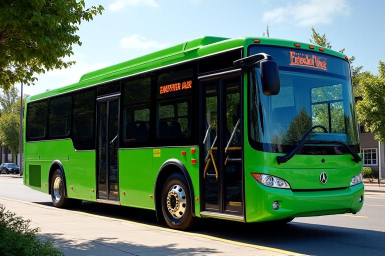 A modern and accessible EmeraldVoyage shuttle bus.